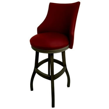 Tobias Designs Bellissima 34" Swivel Wood Extra Tall Bar Stool in Red/ Shadow