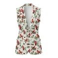thumbnail image 2 of Uorisanigo Christmas Red Bird Womens Vest Waistcoat V Neck with Pockets Women's Sleeveless Vest Jacket Open Front Blazer Vests Fashion Size XL, 2 of 7