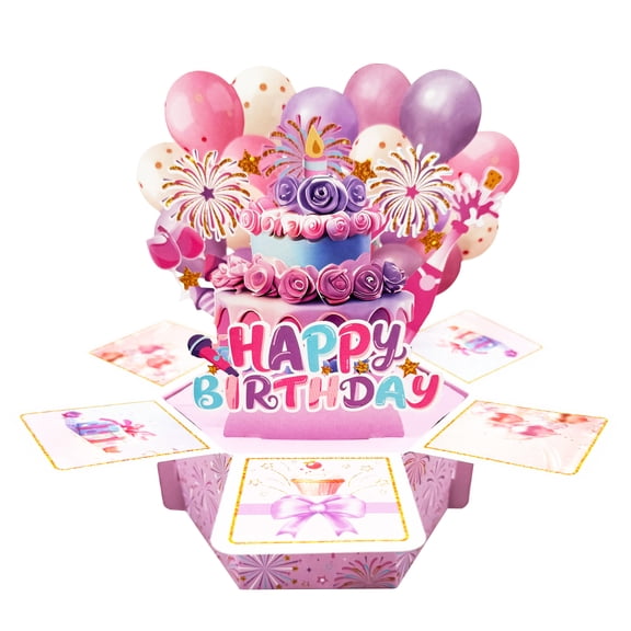 Sakiika  Birthday Card, Pop-Out Birthday Card Happy Birthday with Greeting Card and Envelope for Women Girl Gift Friend