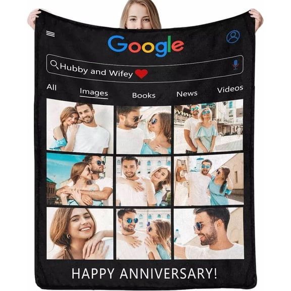 AISENIN Custom Photo Blankets Personalized for Couples Picture Gifts Blankets Customized for Birthday Wedding for Wife Husband Boyfriend Girlfriend