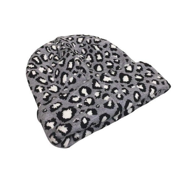 Women Leopard Print Winter Warm Beanie Hat Knitted Baggy Slouchy Ski Skull Cap