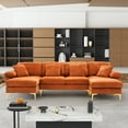 thumbnail image 4 of Rophefx 114" Sectional Sofa for Living Room,Modern Velvet Couch,U-Shaped Sofa with Chaise and Ottoman,Orange, 4 of 10