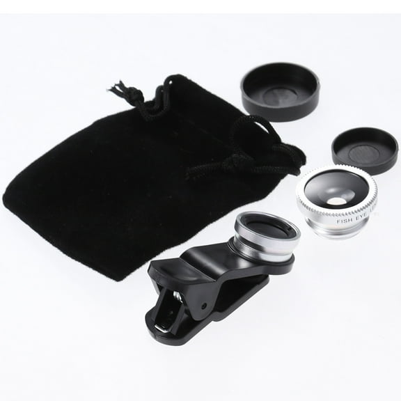 GOOHOCHY  3 in Fisheye Phone Lens Mobile Clip Photography Accessories Camera Silver