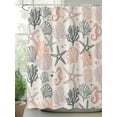 thumbnail image 2 of Fsddascl Green Pink Ocean Shower Curtain Set - 54" x 78" Washable Bathtub Curtain with 12 Hooks, Coastal Coral Starfish Seahorse Shell Waterproof Fabric Stall Shower Curtains for Bathroom/Bathtub, 2 of 6