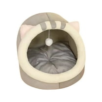 Cat Beds for Indoor Cats - Cat Cave Bed with Hanging Toy,Soft Calming Pet Bed for Kitten,Small Dog,Warm Plush Cat Hideaway