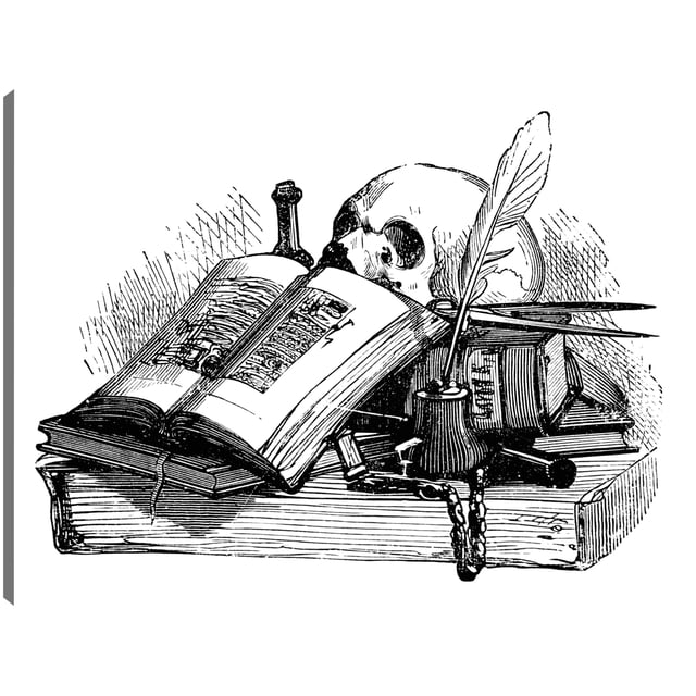 Cuadro Decorativo - Cráneo de novela gótica Jr Impresión en canvas, estrechado.