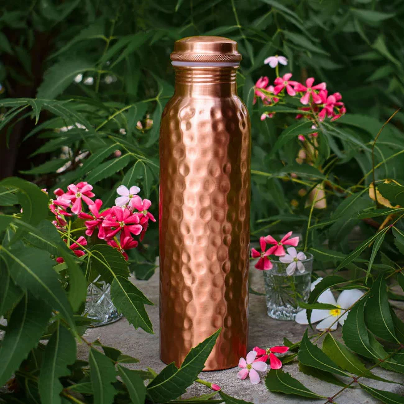 Nirmal Ganga Copper Bottle, Diamond Design, 1 Ltr – Pack of