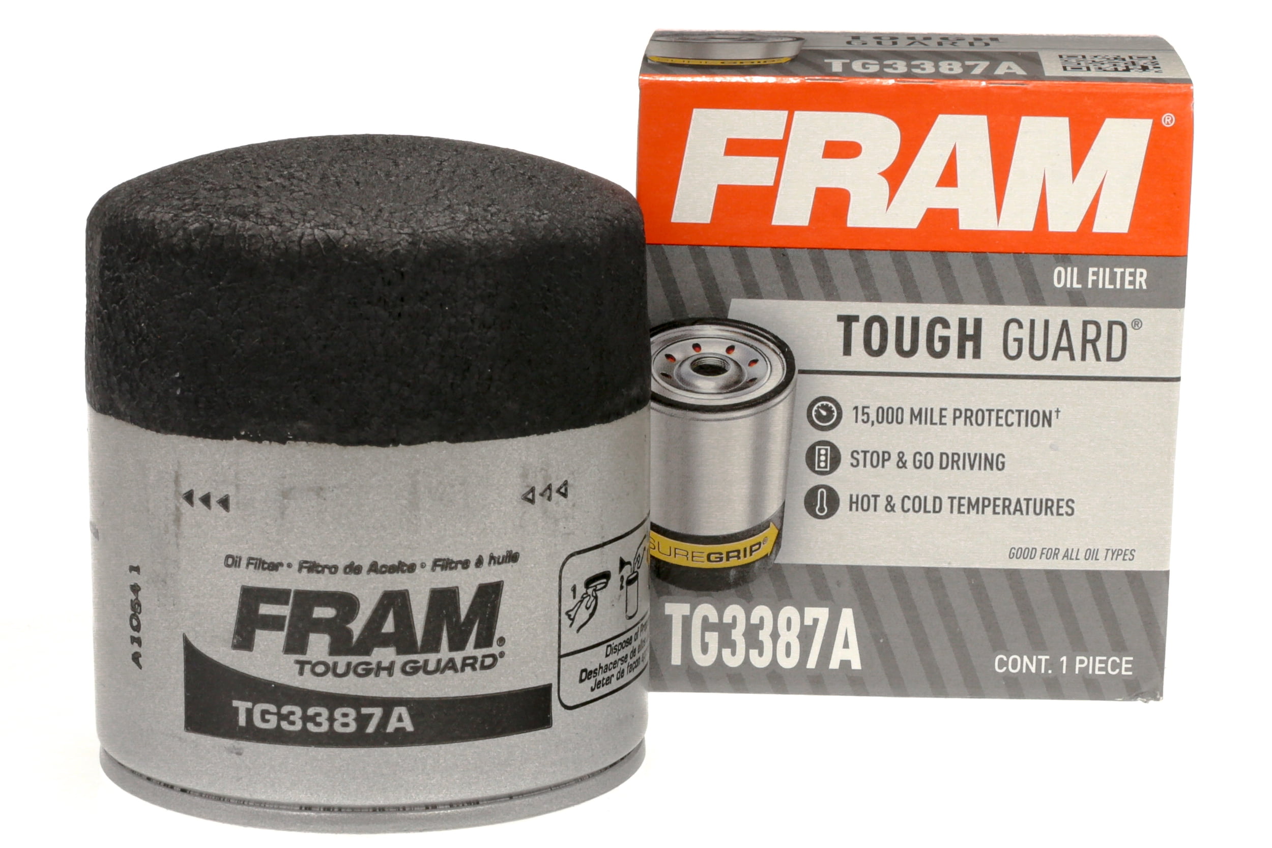 (3 pack) FRAM Tough Guard Oil Filter, TG3387A, 15K Miles, Replacement Oil Filters, Fits Select Vehicles