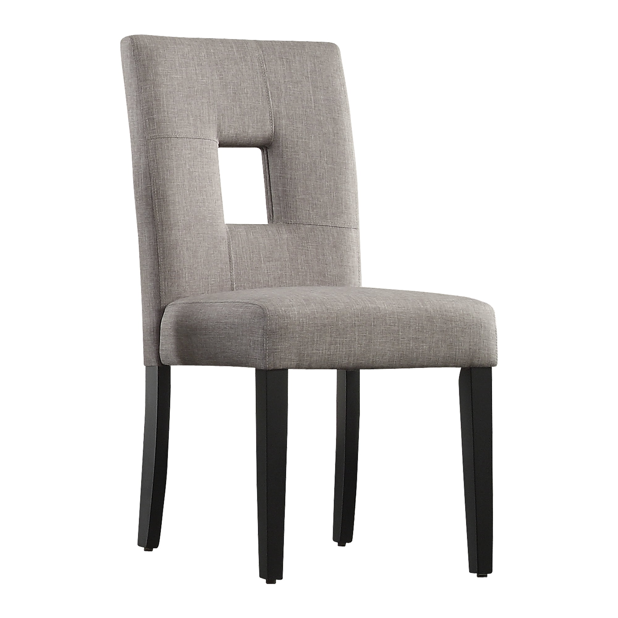 Weston Home Landen Keyhole Linen Dining Side Chair, Gray (Set of 2)