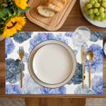 thumbnail image 4 of Blue Ombre Spring Floral Placemats Set of 6, Summer Botanical Flowers Placemats for Dining Table, Place Mats for Kitchen Tabletop, Waterproof Wipeable Dining Table Mats Set, 4 of 9