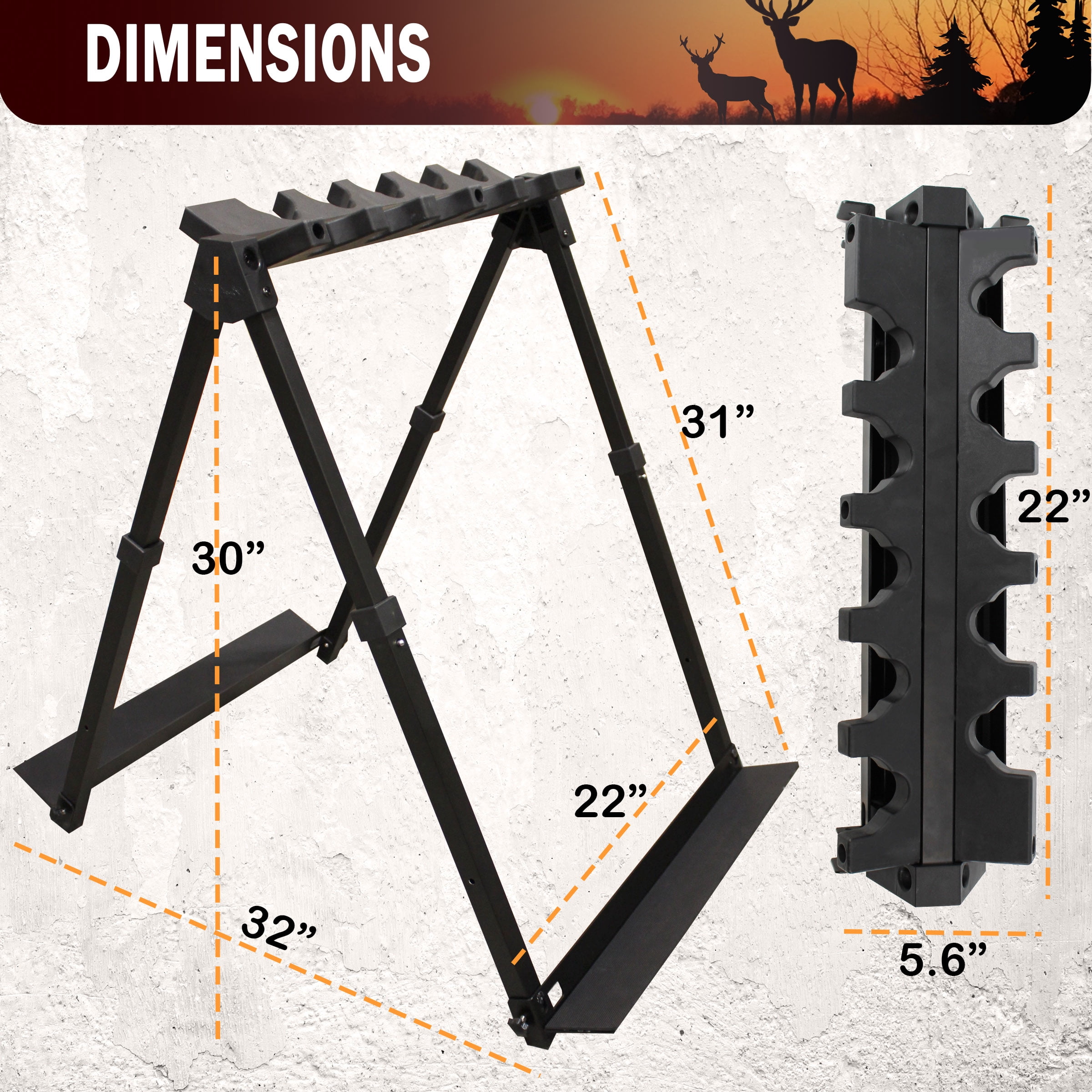 Rush Creek Creations Aluminum 10 Gun Stand Fold & Go with Carry Bag