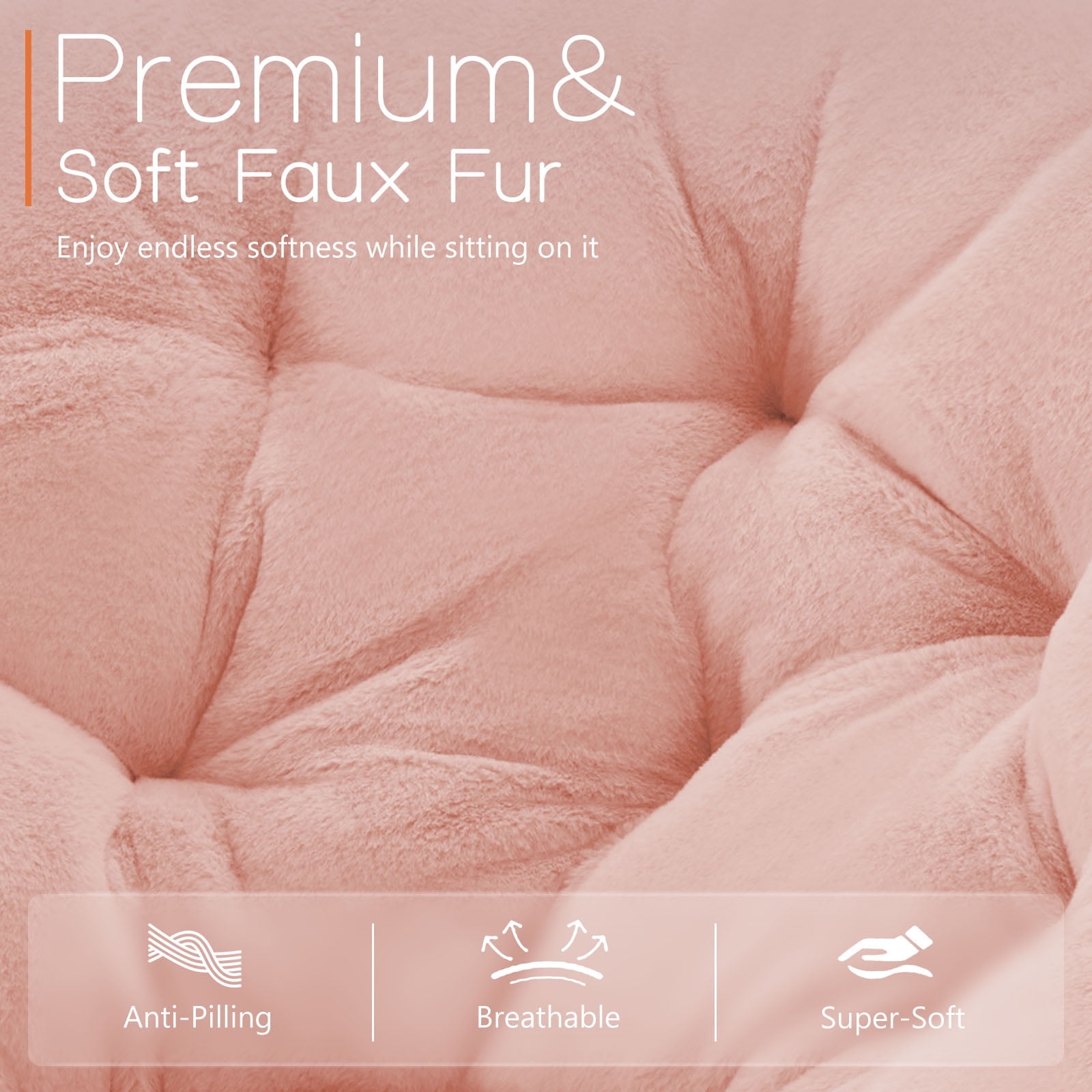 Faux Fur Disc Chair for Living Room and Bedroom, Comfortable Round Lounge Seat, Adult Size