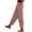 Pink, variant on Wide Leg Pants Women Lounge Palazzo Striped Pants with Pockets Elastic High Waist Side Tie with Split Lace Trim Trousers