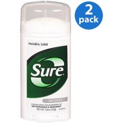 Sure Unscented Invisible Solid Anti-Perspirant & Deodorant, 2.6 oz (Pack of 2)