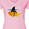 thumbnail image 4 of Inktastic Funny Goldfish with Shark Fin Women's V-Neck T-Shirt, 4 of 5