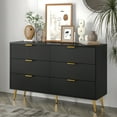 thumbnail image 7 of Oubayajia Modern Bedroom 6 Drawer Dresser, Wood Storage Chest of Drawers with Fluted Panel, Black, 7 of 7
