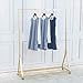 thumbnail image 3 of FURVOKIA Modern Simple Heavy Duty Metal Rolling Garment Rack with Wheel,Retail Display Clothing Rack, Single Rod Floor-Standing Hangers Clothes Shelves (Gold Square Tube A, 47.2 L), 3 of 4