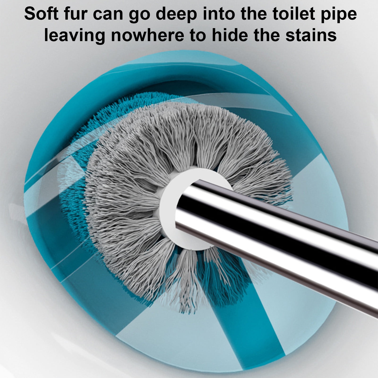 Toilet Brush with Long Handle,Modern Bathroom Cleaning Bowl Brush with Hard Bristles and Ergonomic Design,Washable Brush Head for Hygienic Deep Cleaning for Toilets,Bathrooms and Restrooms-Blue