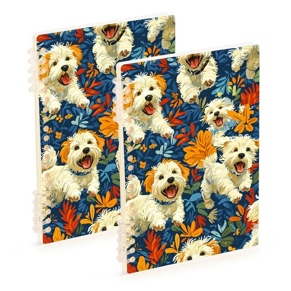 joogoo Spiral Journal Notebook Cute Dog in Floral College Ruled Notebooks 8.3" x 5.7" 2 PCs
