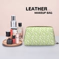 thumbnail image 4 of Asparagus green Pattern Makeup Bag, Large Capacity Travel Cosmetic Bag for Women Girls- Travel Toiletry Bag Leather Portable Waterproof Makeup Case Organizer with Handle, 4 of 4