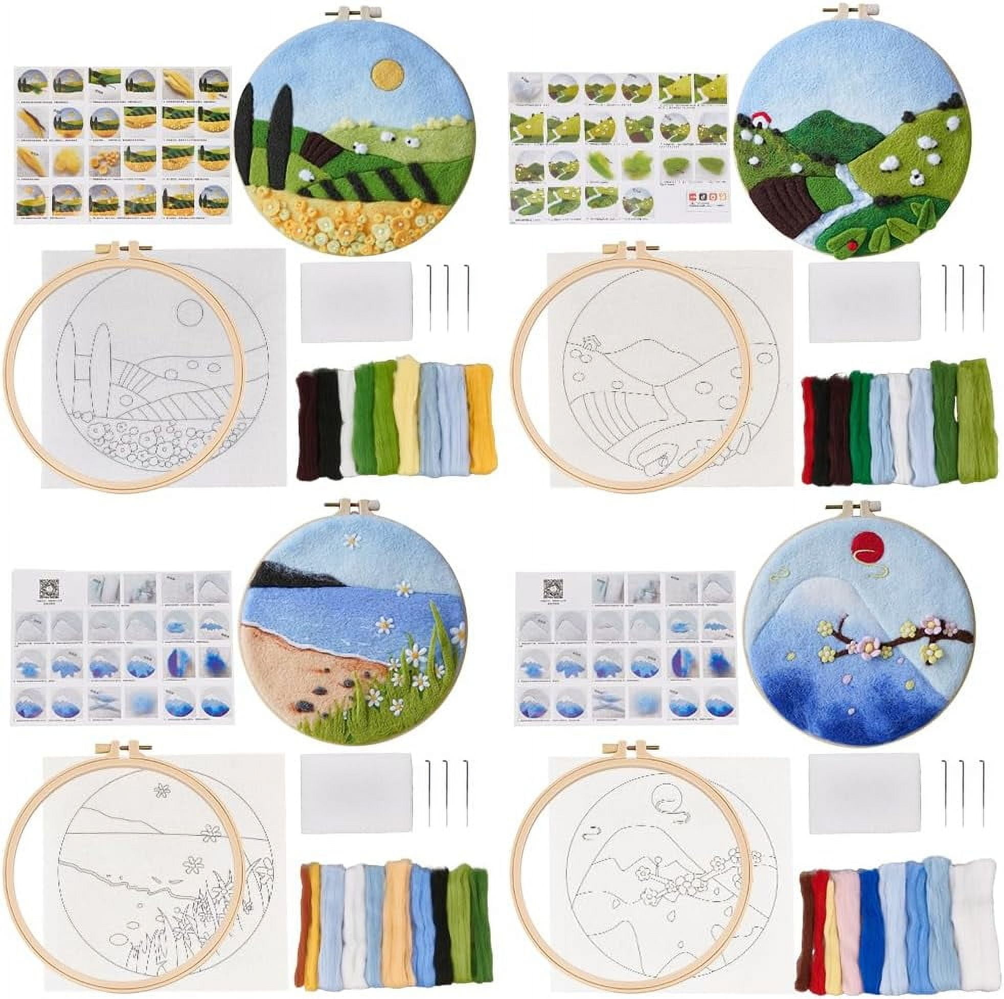 2 Sets 2 Style Unicorn Pattern Photo Frame Needle Felting Kits for Beginners Mixed Color 183x183x20mm 1 set/style