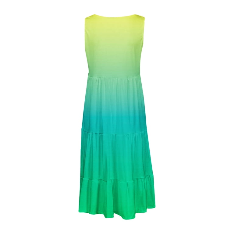Ayolanni Women's Plus Size Holiday Dresses Green Beach Ombre Sleeveless Vacation  Dresses Tween Dresses 5x - Walmart.com