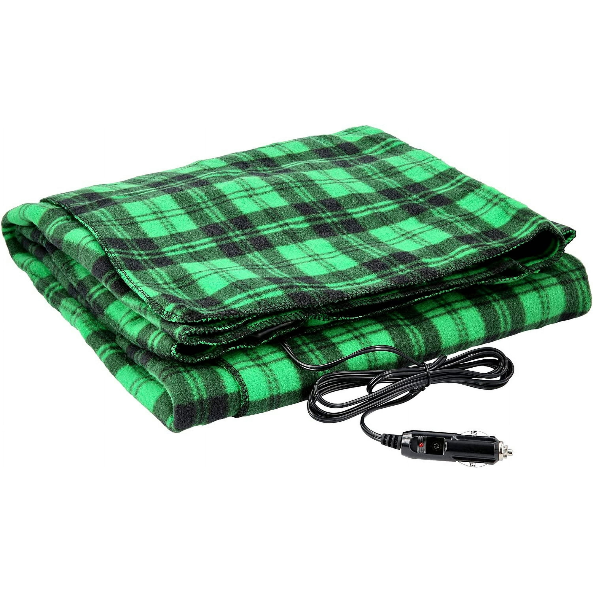 ORUYROP Electric Heater Car Blanket Heated Travel Throw Electric Blanket for Car and RV 12 volt by Green and Black Walmart
