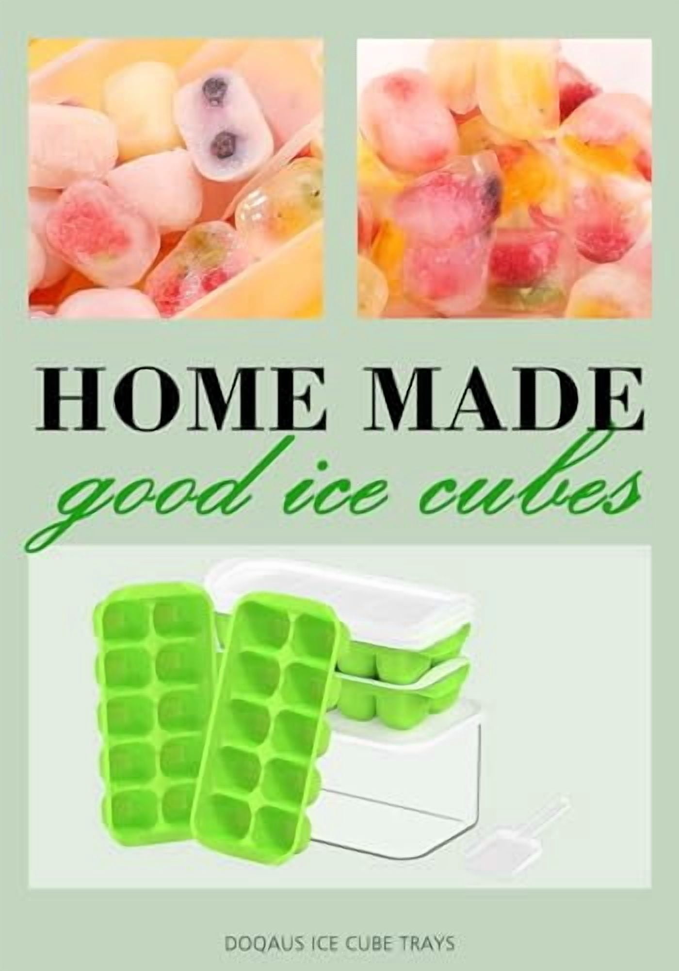 Stackable Silicone Ice Cube Trays with Lid and Storage Bin, 4-Pack Easy Release Freezer Trays for Cocktails, Coffee, Soups, BPA-Free Kitchen and RV Essentials