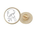 thumbnail image 1 of Mushroom Aircraft Huge Lines Round Metal Golden Pin Brooch Clip, 1 of 3