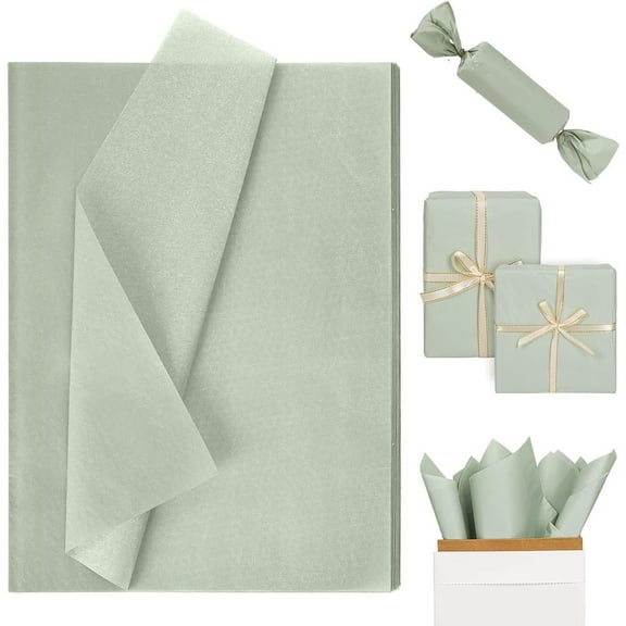 100 Sheets Grass Green Tissue Papers Light Green Solid Color Tissue Paper Gift Wrapping Paper Birthday Festival Bouquet Flower Wrap Paper, Folded Flat, 13.8*19.7in