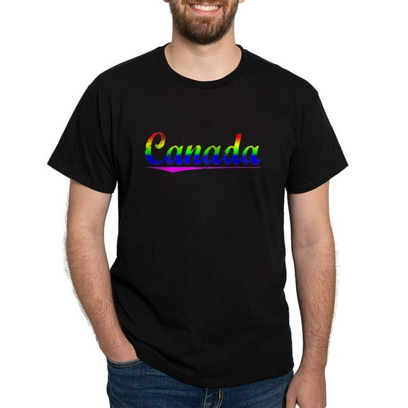 CafePress - Canada, Rainbow, Dark T Shirt - Men's Classic Graphic Cotton T-Shirt