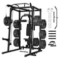 thumbnail image 1 of Gaderth 2000 Lbs Smith Machine Power Cage for Home Gym, Multi Function Squat Rack with LAT Pulldown, Chest Fly, Cable Crossover, J Hooks and Attachments for Full Body Strength Training, 1 of 6