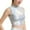 Silver B, variant on Women's Stretchy Sleeveless Party Liquid Shiny Metallic Holographic Club Crop Tank Top Silver B S