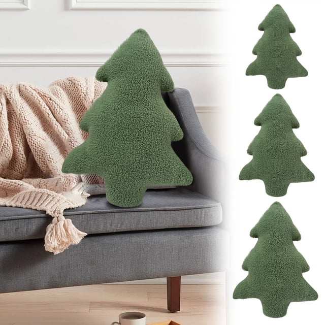 LSLJS Christmas Pillow Christmas Rhinestone Fuzzy Christmas Tree Pillow