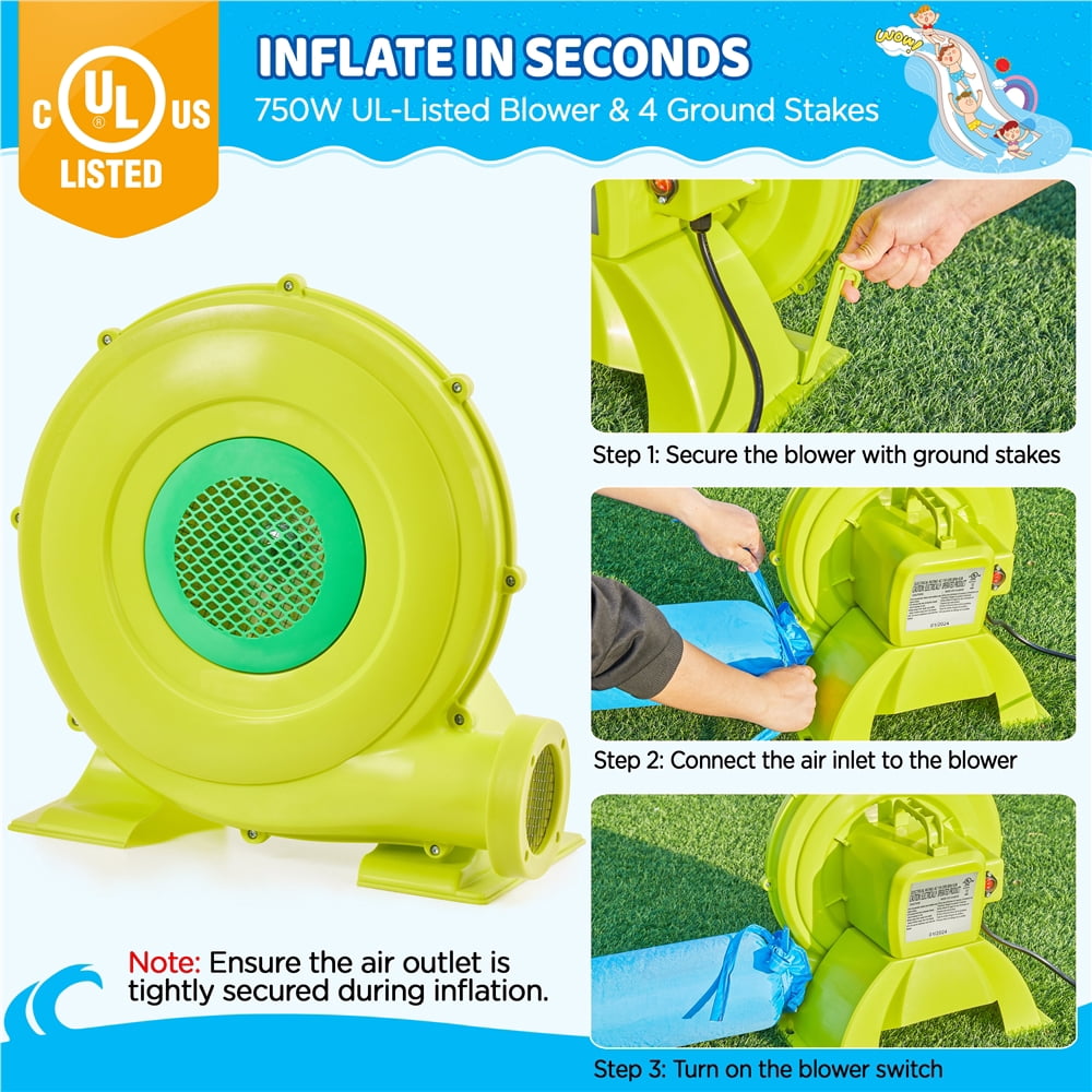 Yaheetech Water Inflatable Bounce House with Slides, Blower, Blue/Orange