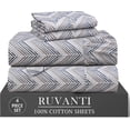 thumbnail image 1 of RUVANTI 4 Pcs Cotton Sheets - 100% Natural Cotton Soft, Lightweight & Breathable Crispy Percale Bed Sheets, Twin Sheets Set 16" Deep Pockets, Inverted Streak, 1 of 8