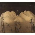 thumbnail image 3 of Harald Sohlberg 22x20 Black Modern Framed Museum Art Print Titled - Winter Night in the Mountains. Study (From 1901 Until 1902), 3 of 5