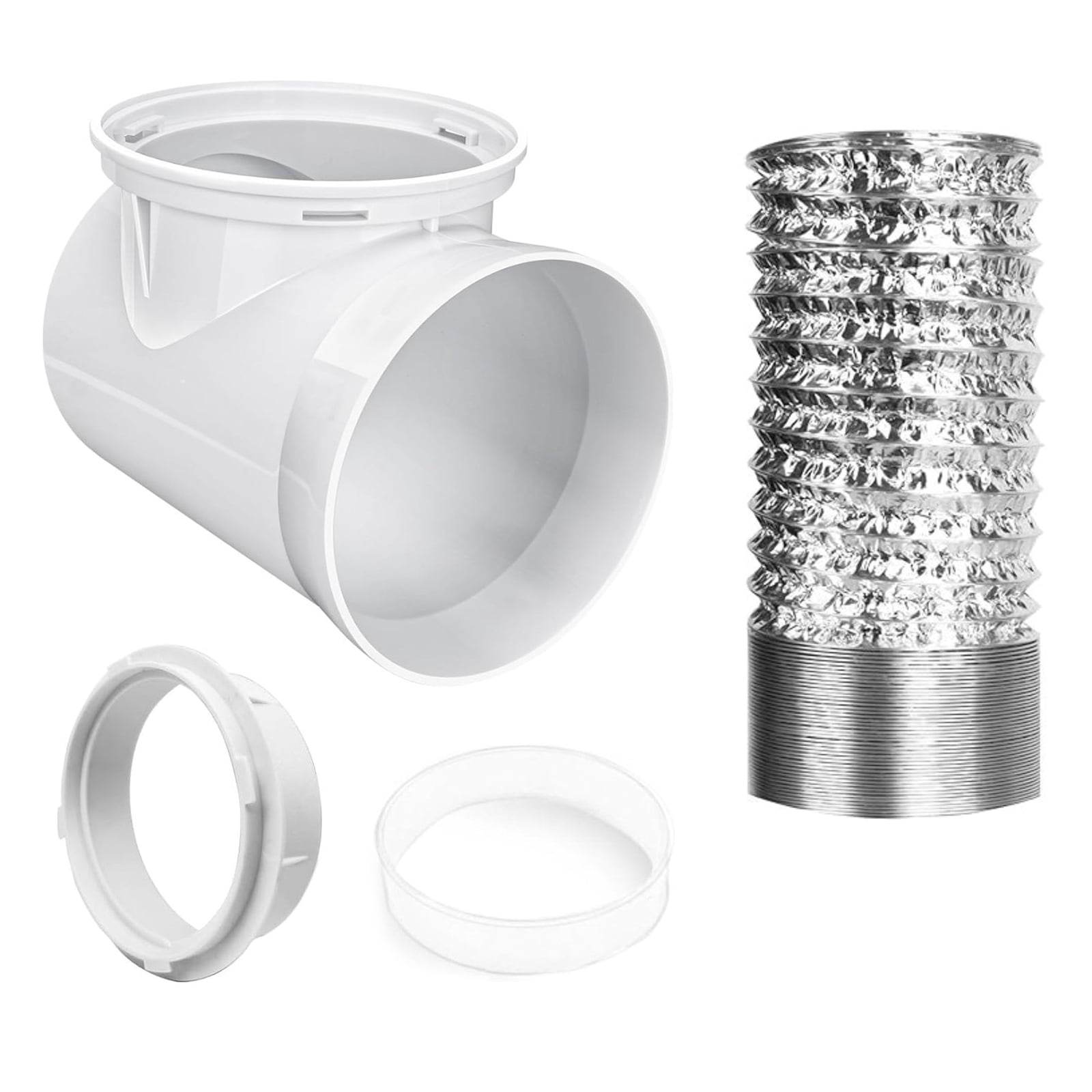 Dryer Vent Set with 90 Degree Elbow Connector & Wall Plate for Quick Installation in Tight Spaces
