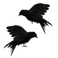 thumbnail image 2 of 2 Pack Realistic Black Feathered Crow Halloween Prop, Hanging Flying Raven Decor for Yard Garden Indoor Outdoor, 2 of 3