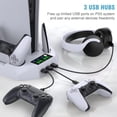 thumbnail image 5 of PS5 / PS5 Slim Stand and Cooling Station with Dual Controller Charging Station for PlayStation 5 Console, PS 5 Accessories Incl. Controller Charger, Cooling Fan, Headset Holder, 3 USB Hub, Screw, 5 of 13