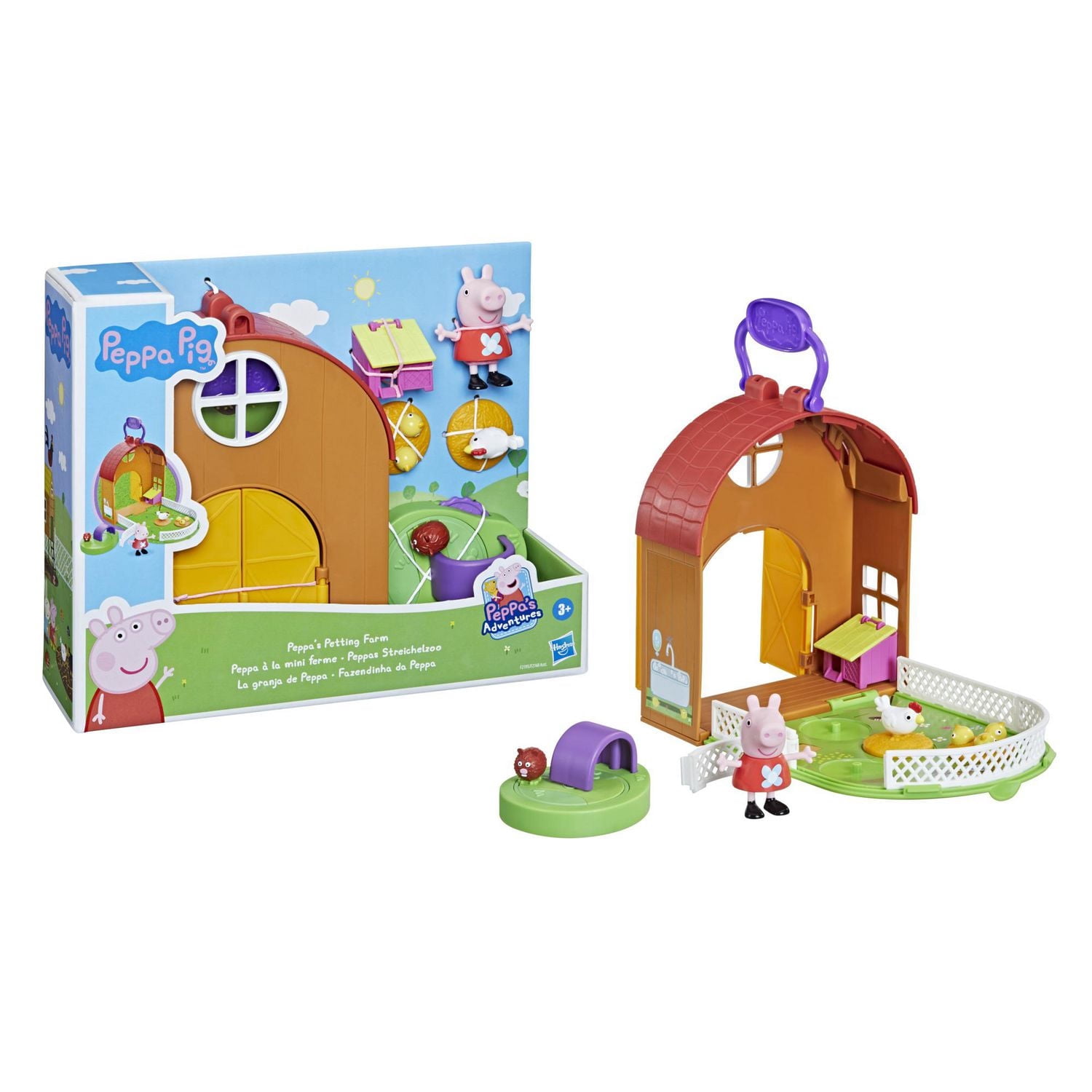 Peppa Pig Peppa’s Adventures Peppa’s Petting Farm Fun Playset Preschool Toy, Includes 1 Figure and 4 Accessories, Ages 3 and Up