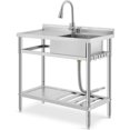 thumbnail image 1 of 39 x 20 x 39in Freestanding Single Bowl Stainless Steel Utility Sink con Pull-Out cm de Alturaot & Cold Faucet S- cm de Alturaooks Estante de Almacenamiento y Ajustable Legs para Laundry Sala..., 1 of 7