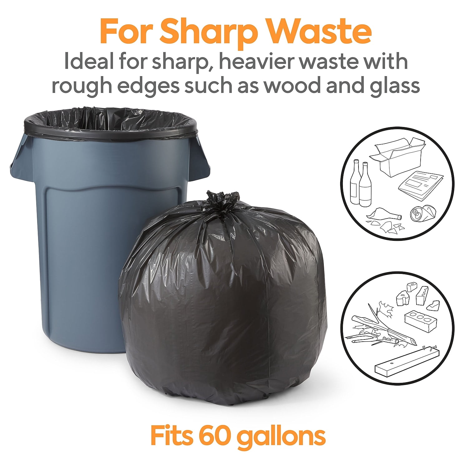 Staples Coastwide Professional 55-60 Gallon Trash Bag 38" x 58" Low Density 0.95 mil Black 100