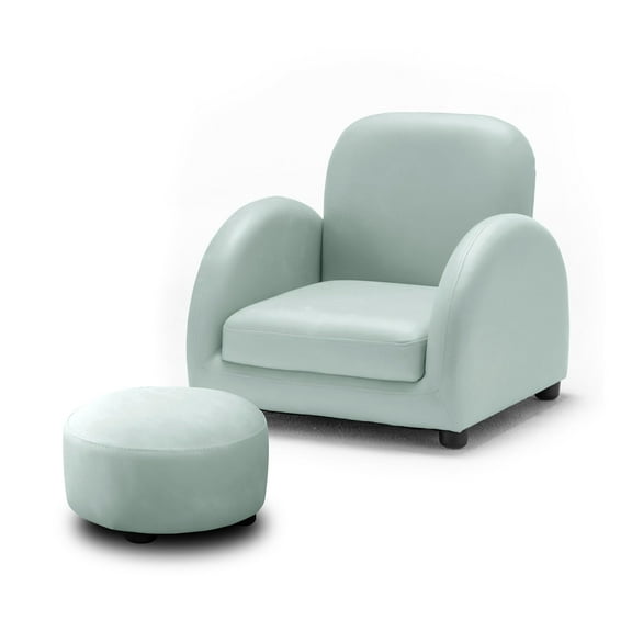 UNICOO® Kids Chair Children's Sofa with Footstool, Sturdy Wood Construction with Faux Leather Cover, 5 Back Rest Positions, Mini Couch for Toddler (ZKL-K2130-Light Blue)