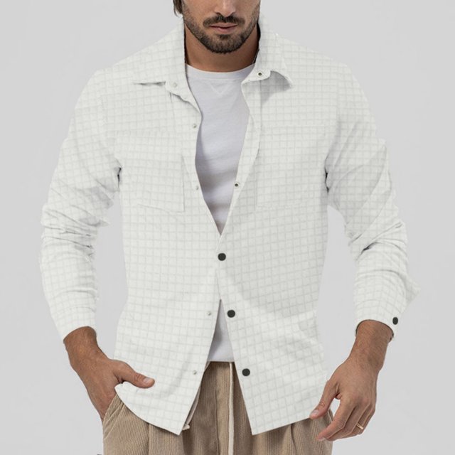 Chemise Décontractée à Manches Longues pour Hommes avec Col Rabattu - Manteau Classique pour Extérieur et Usage Quotidien, Coupe Confortable