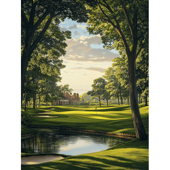 Golf Course Landscape Canvas Print/Wall Art， Suitable for Living Room， Bedroom， Office， Study， and Golf Club Decoration.