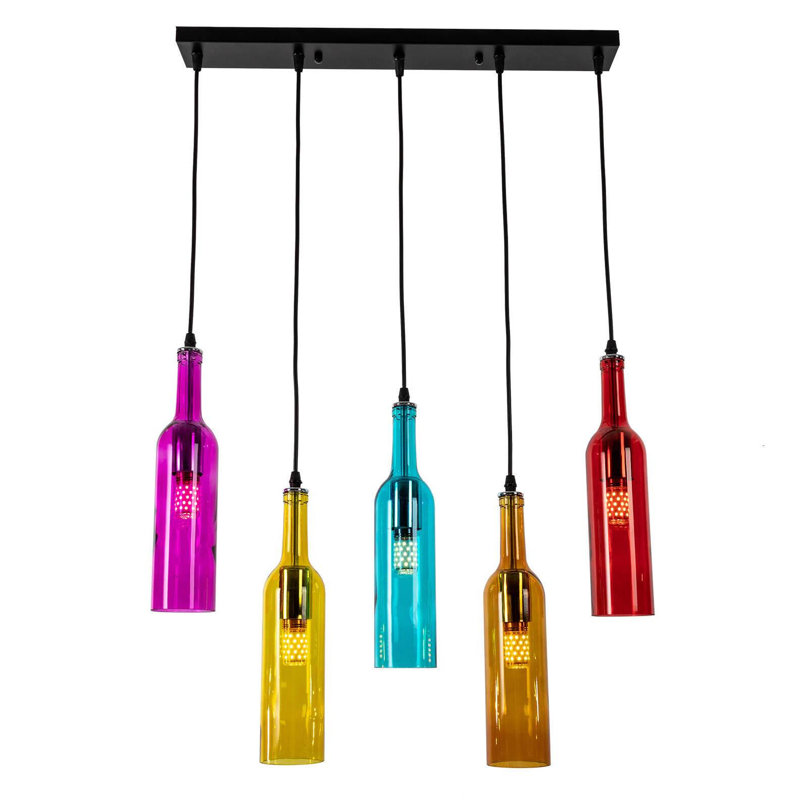 1* 5-light Wine Bottle Chandelier for living rooms, bedrooms, bars, hotels, restaurants, cafes, Light Source: 5* E27(Not Included), Control Method: Wall Switch(Not Included)