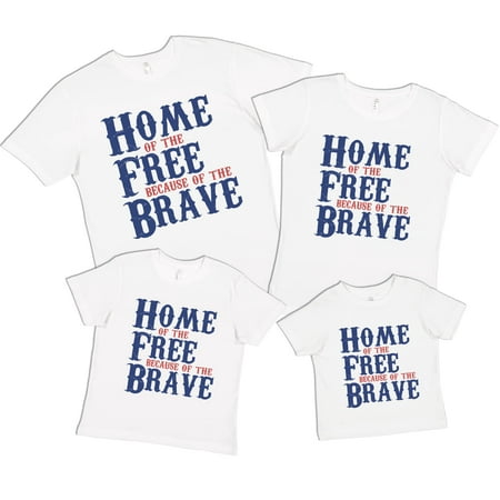 

7 ate 9 Apparel Matching Family 4th of July Shirts - Home of The Free White T-Shirt 4T