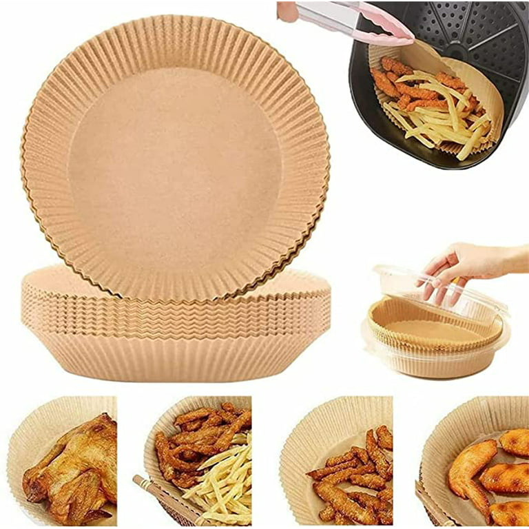 Kufutee Disposable Paper Liner Air Fryer, Non-Stick Baking Parchment, Air Fryer Liners with Food Tong and Baking Brush for Baking Roasting Microwave