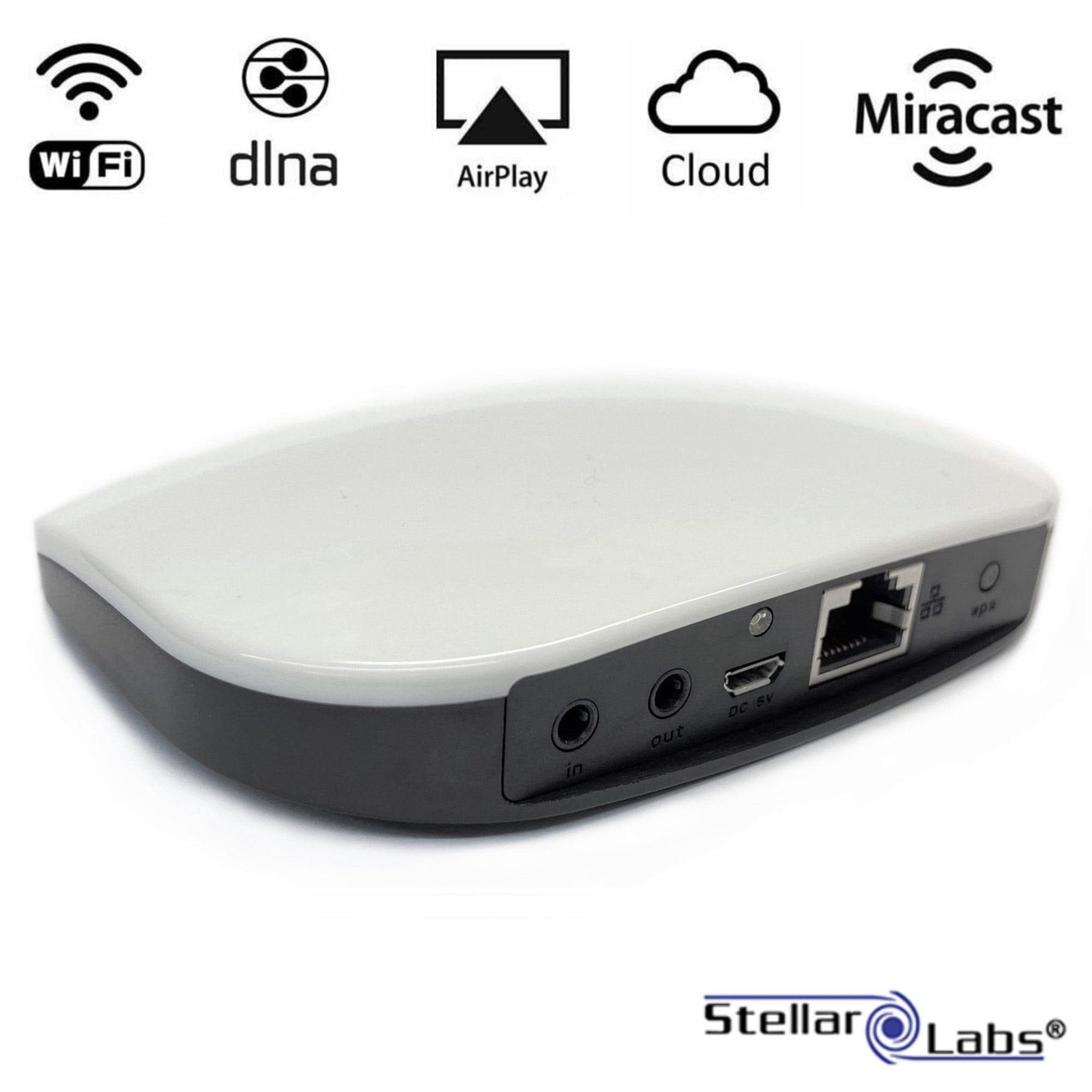 spontan Interpretive ugyldig Stellar Labs Wireless WiFi Audio Streaming Receiver Adapter, Stream Music  to Speaker Over Wi-Fi Airplay Receiver DLNA Chromecast Audio, Device  Compatible with iOS, Android and Windows - Walmart.com